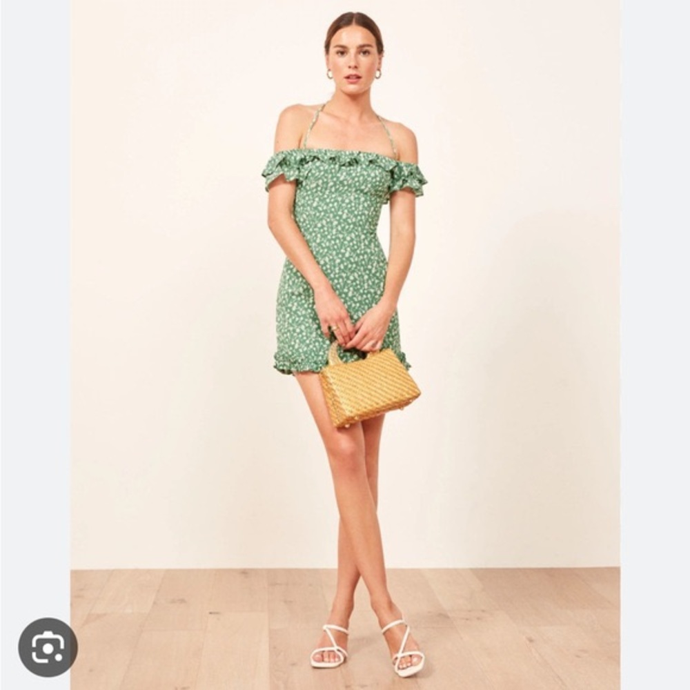 Reformation Green Mini Veranda Dress, Size 0